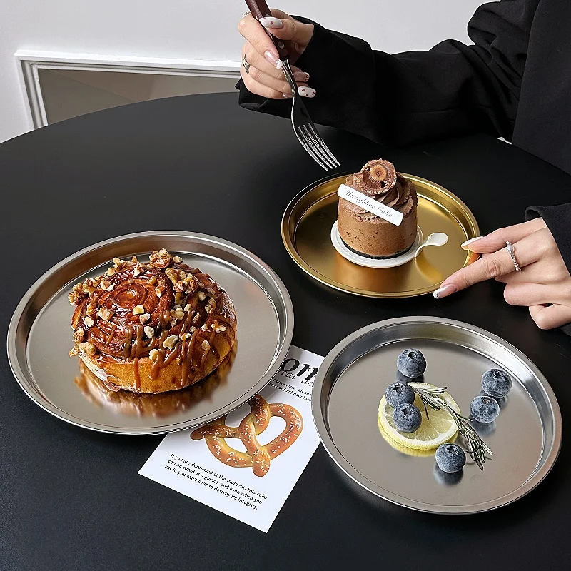 Корейская круглая десертная тарелка из нержавеющей стали 304 поднос для закусок