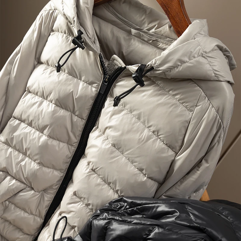 High Quality Sporty  90%  White Goose Down  Winter Jacket Women  Zipper Thin Hood Pockets  Camperas De Mujer Invierno 2022