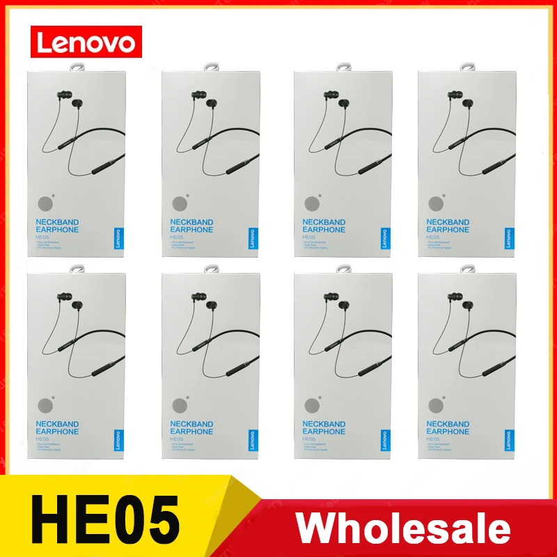 

10 шт. оригинальные наушники Lenovo HE05 Bluetooth 5,0 водонепроницаемые Беспроводные спортивные наушники HIFI Звук Магнитный шейный ободок гарнитура