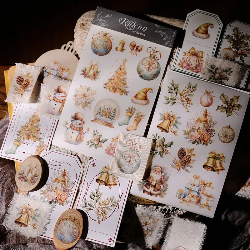 2 листа винтажные золотые рождественские колокольчики наклейки для мусора