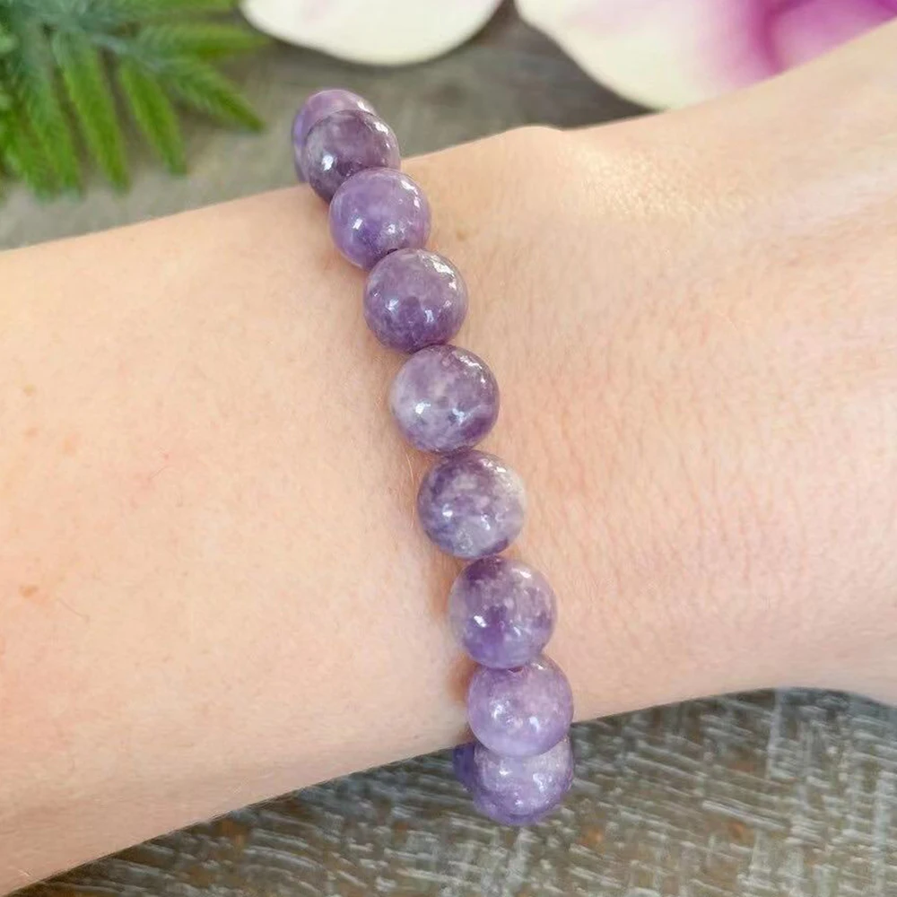 Ruberthen 8 мм AA класс фиолетовый лепидолит женский браслет Исцеляющие кристаллы