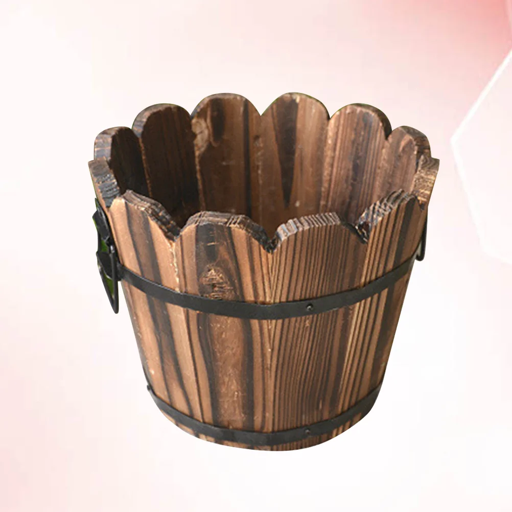 

Round Planter Home Vase Decoration Bamboo Solid Wood Carbonized Flower Pot Large