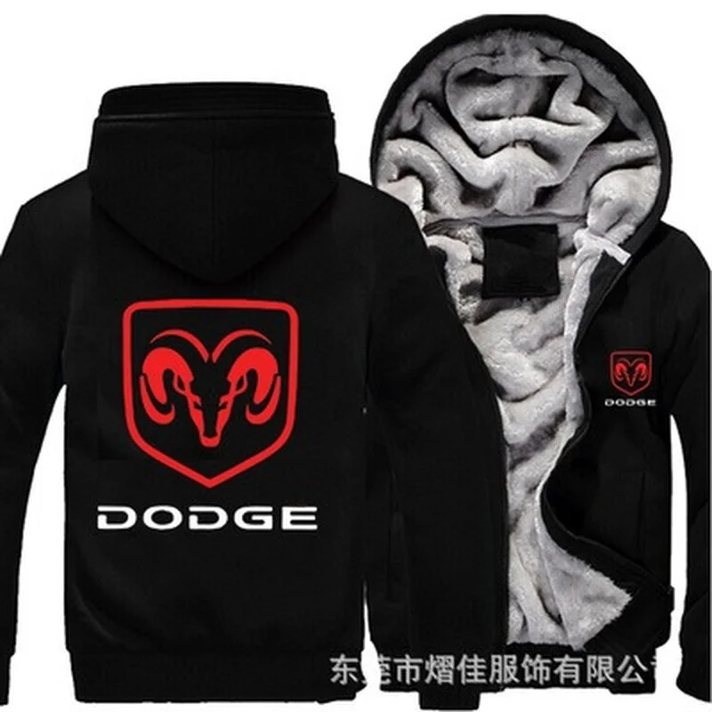 

2022 Winter Hoodies Männer Dodge Logo Jacke Verdicken Warme Fleece baumwolle Zipper Raglan Mantel Männlichen