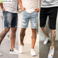 2022 new high quality mens casual distressed denim shorts fashionable tight jeans distressed pants worn denim size s 3xl