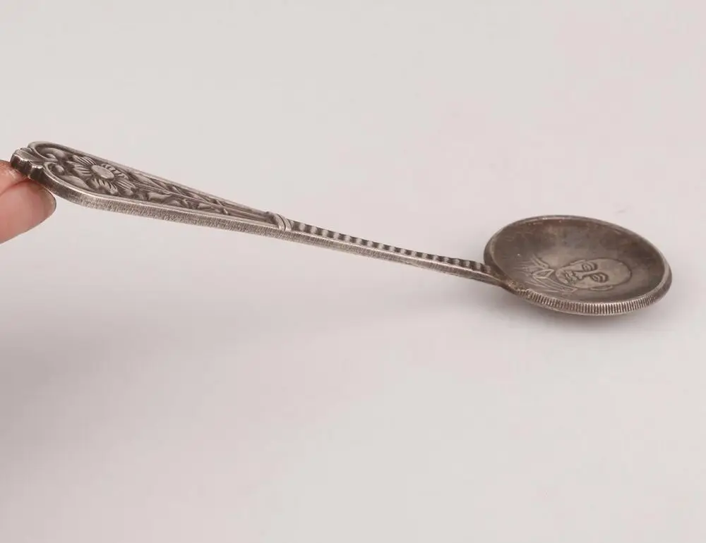 Изысканная мерная ложка с уникальным китайским старинным серебряным покрытием