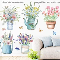 creative flower pot wall stickers for living room bedroom baseboard removable wall decals art home decor plant sticker