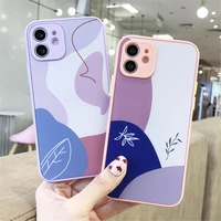 art painting shockproof phone case for iphone 11 12 pro max mini x xr xs se 20 8 6 7plus vintage leaves candy color cover fundas