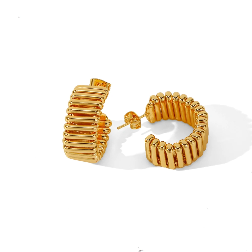 Серьги-кольца HONGTONG золотого цвета с асимметричным рисунком для женщин модные