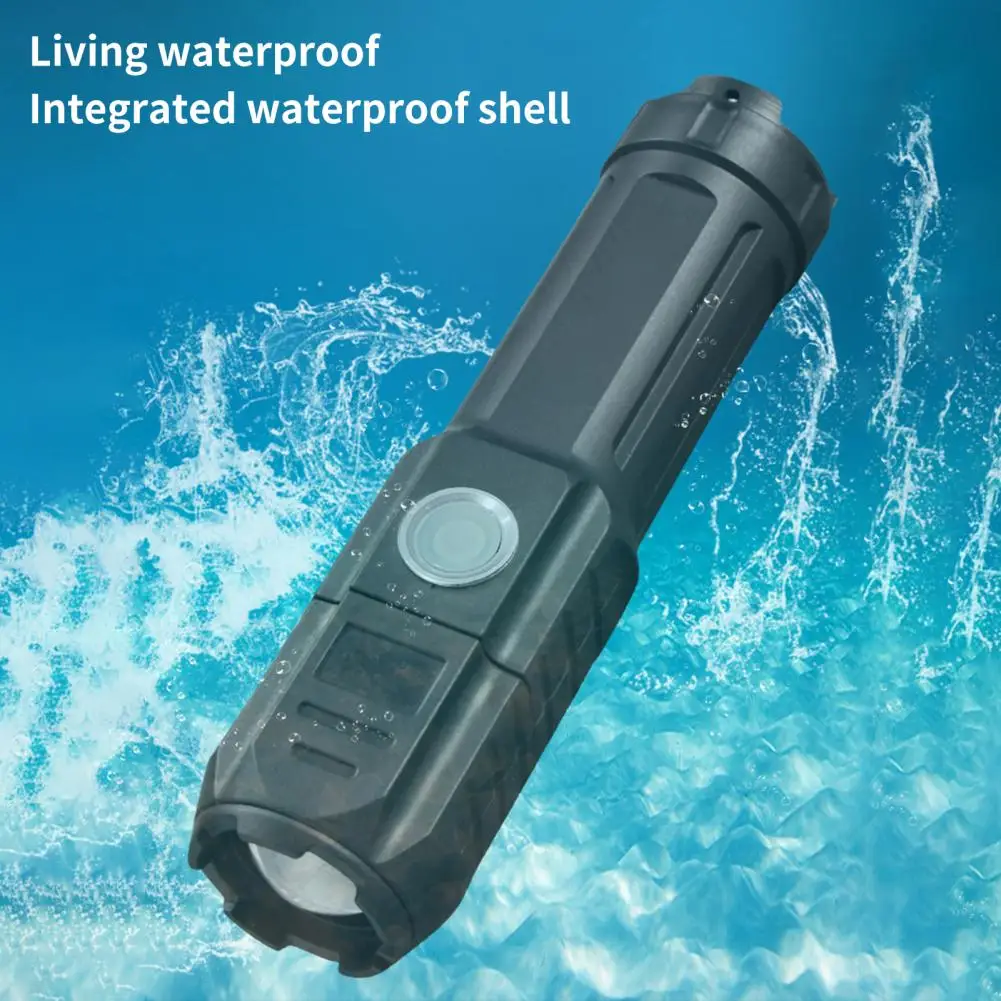 

Rechargeable Spotlight High Brightness 3 Light Modes Zoom IP44 Waterproof Torch Light Flashlight for Outdoor