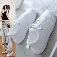 2022 spring aand summer fashion creative new womens shoes lace up casual thick bottom heightening sports white shoes flats