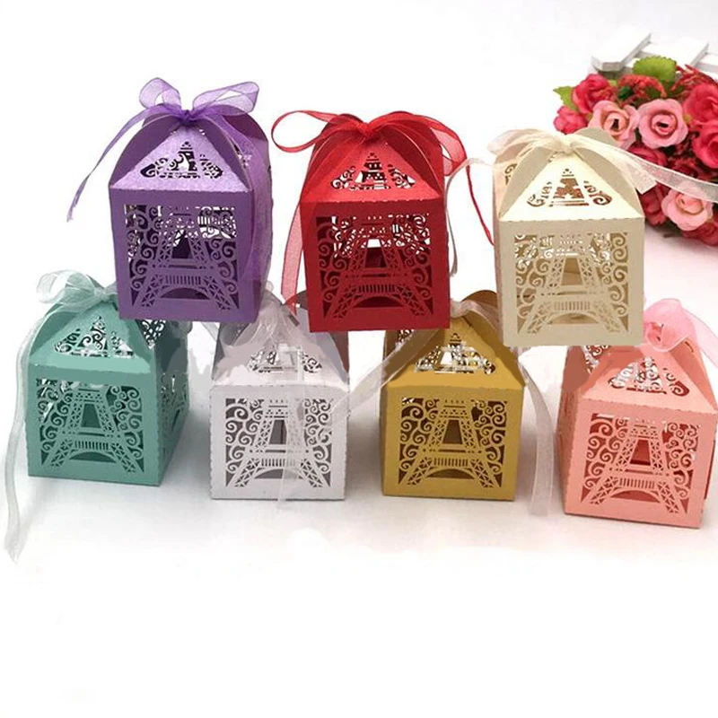 Chocolate Packaging Paris Eiffel Tower Personalized Mariage Party Favor Supplies Gifts Baby Shower Boxes