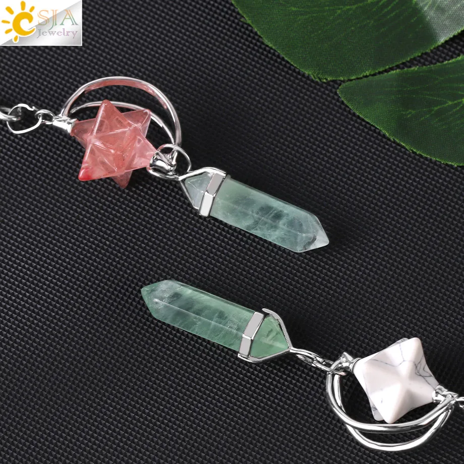 Кристаллы CSJA маятник натуральный зеленый флюорит Divination маятники Камень