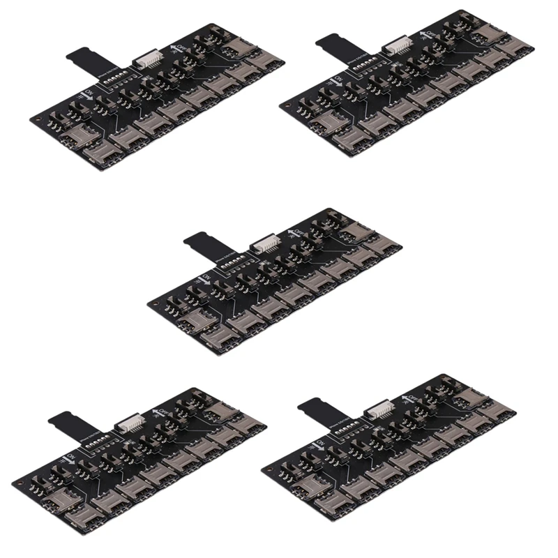 

5-кратный 10-слотовый адаптер для SIM-карты, считыватель мультиsim-карт Mini SIM Nano с независимым переключателем управления для Iphone5/6/7/8/X