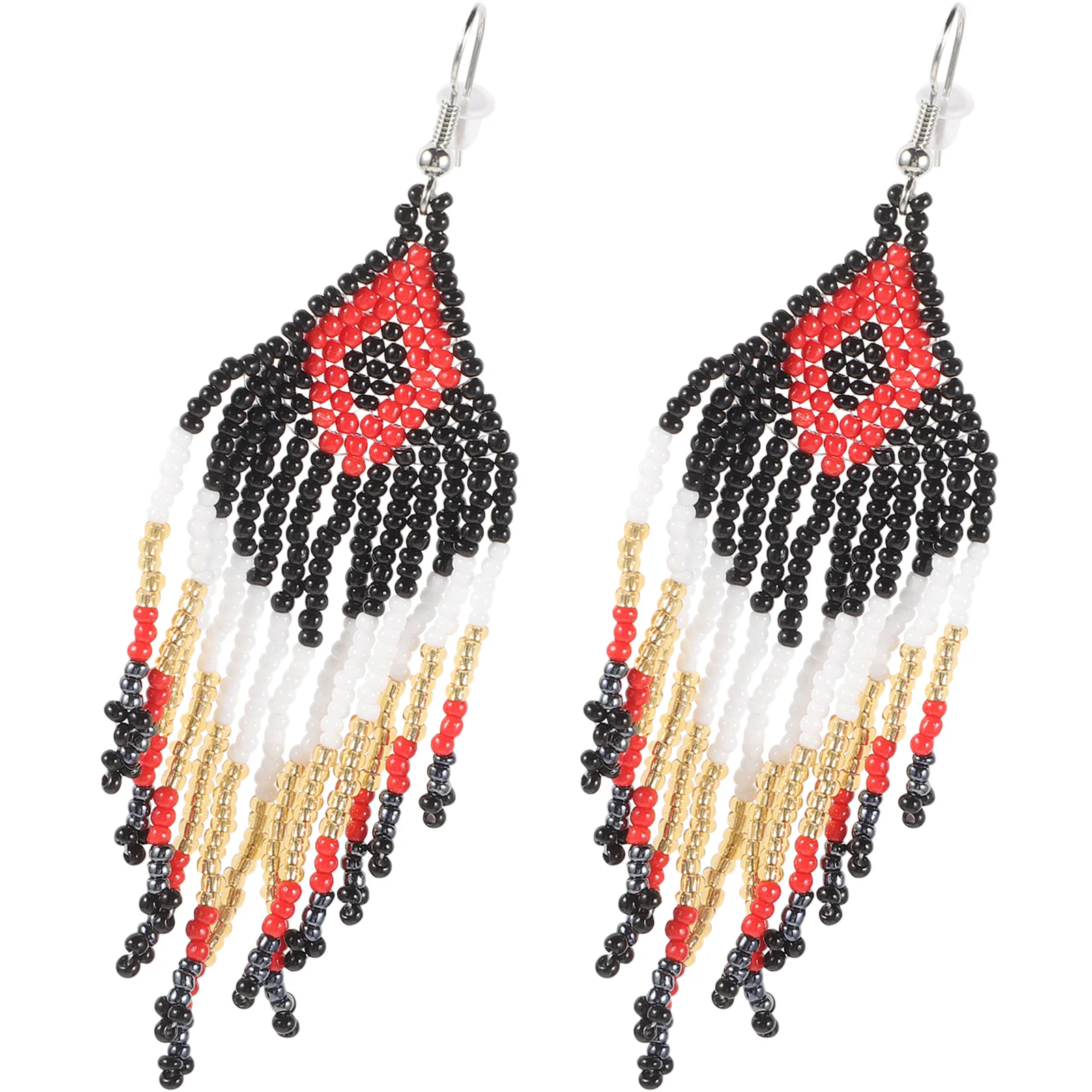 

Boho Pendant Light Rice Bead Tassel Earrings Beaded Women Fringe Dangle Bohemian 9.5X3CM Statement Metal Bride