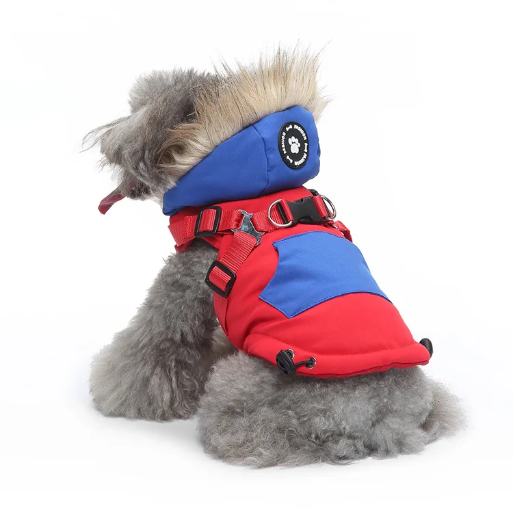 

Pet Winter Clothes Padded Dog Clothes Chest And Back Night Reflective Zipper Jacket Pet Clothes Chest And Back Traction Sleeve