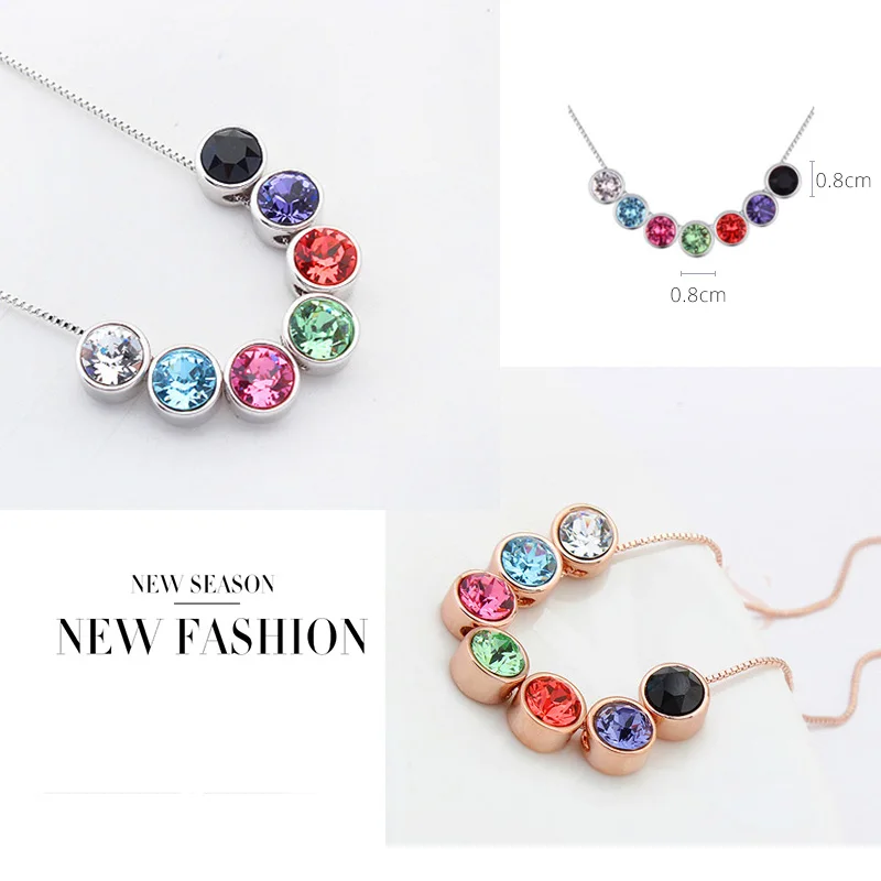 Женский ювелирный комплект из колье и серёг с австрийскими кристаллами