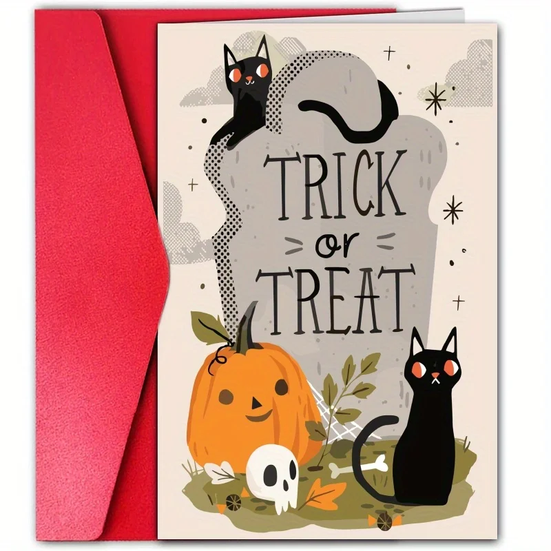 1 Шт. Забавная Поздравительная Открытка На Хэллоуин Идеально Подходит Для