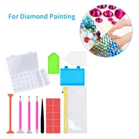 20pcs art craft 5d diy diamond painting tool storage box with bag plastic plate 28 slots box plastic plate diamonds sticky pen