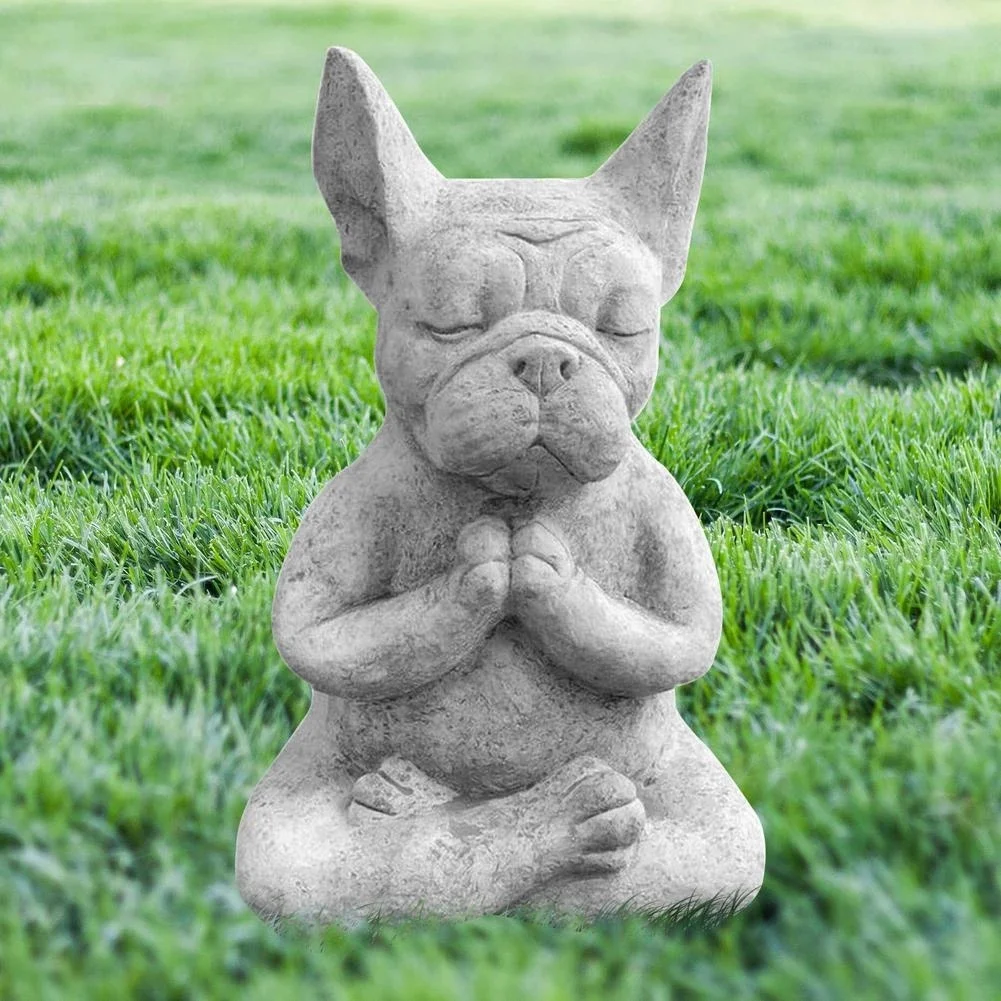 

Yoga Pose Meditation Dog Resin Statue Ornaments Waterproof Prayer Zen French Bulldog Sculpture Crafts Garden Decoration Figurine