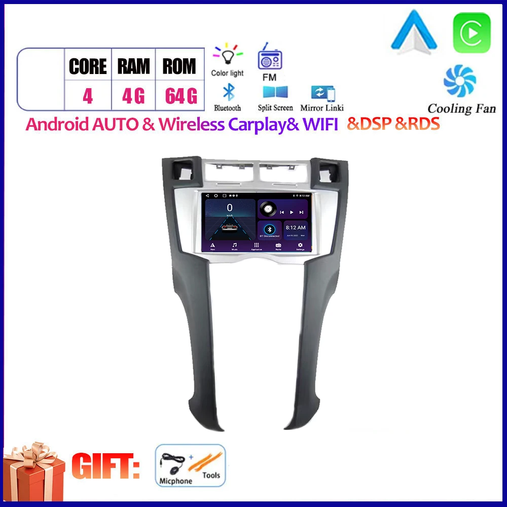 

Автомагнитола Carplay, мультимедийный проигрыватель на Android для Toyota Yaris 2005-2011, стерео, GPS-навигация, 2DIN, BT, FM