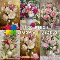 peony rose flowers 500 piece jigsaw puzzles vintage print landscape puzzle paper creative decompress educational toys kids gifts