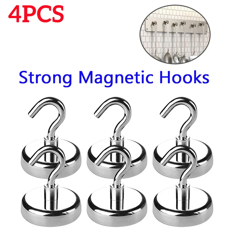 

Heavy Duty Strong Neodymium Magnetic Hook Hold Up To 12kg 5Pounds Diameter 20mm Wall Mount Magnet Hanger Storage Organizer Home