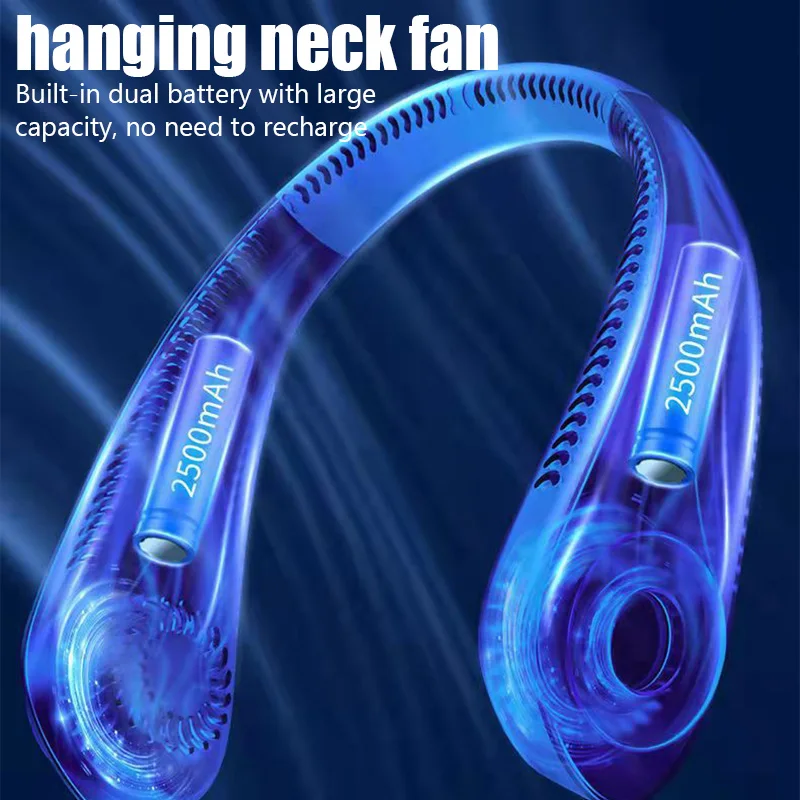 Portable Lazy Bladeless Hanging Neck Fan Rechargeable Wearable Head Fan Hands Free USB Mini Fan Traveling Outdoor Sports Fans