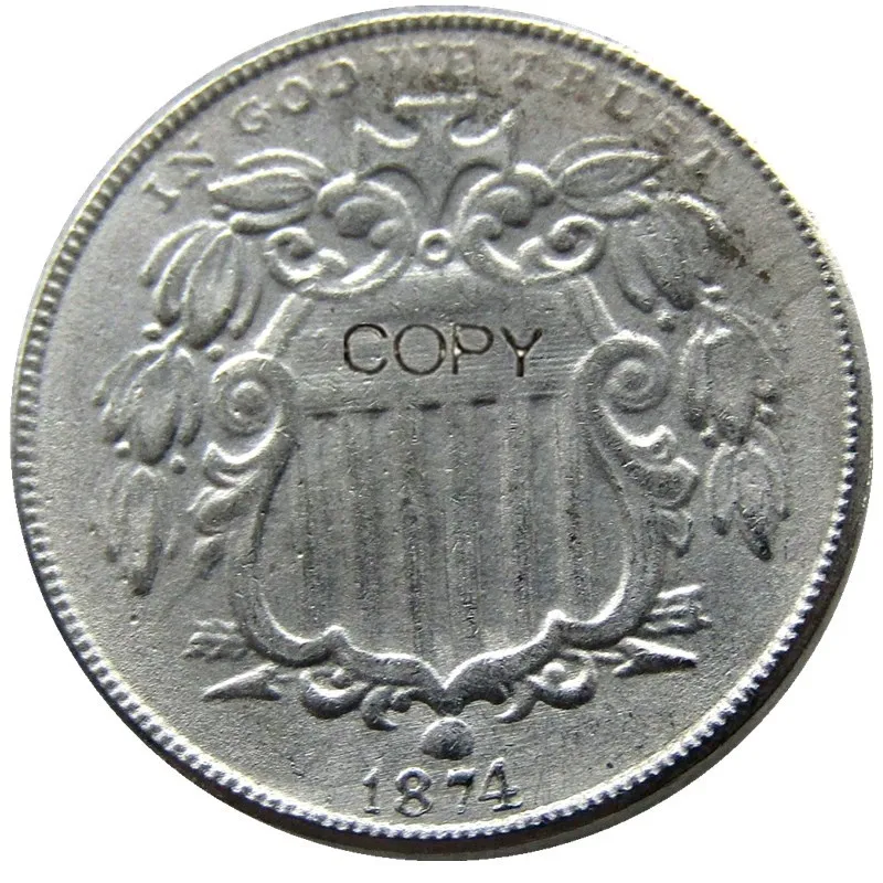 США 1874 щит никель пять центов копия декоративная монета