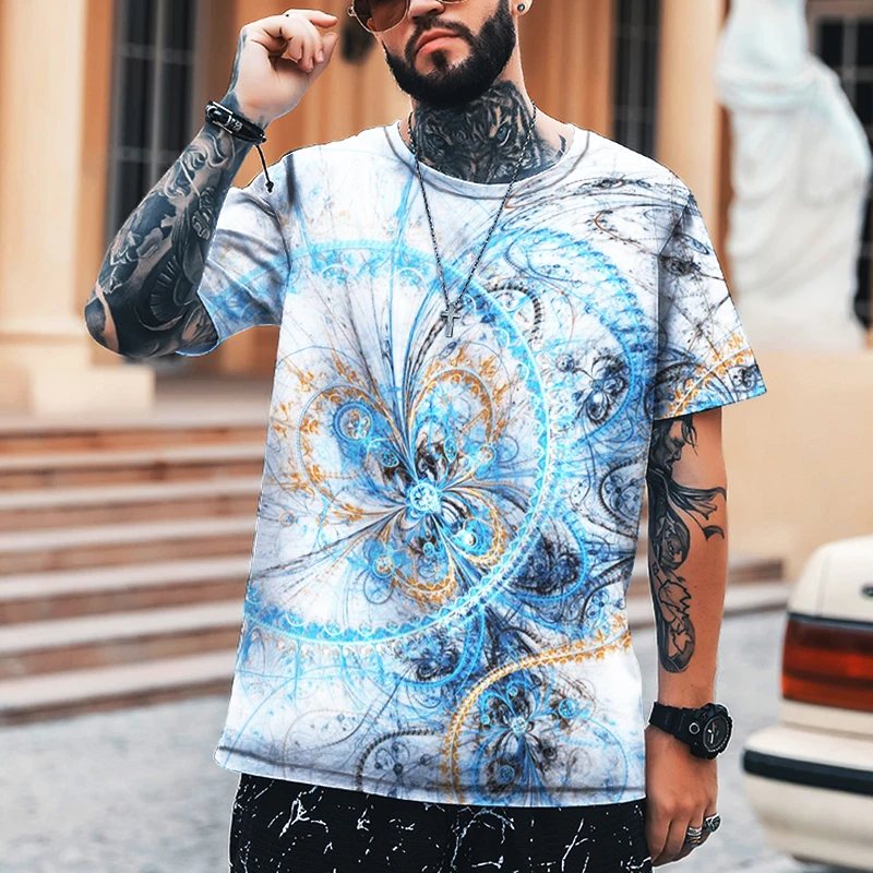 

European Retro 3D Printed T-shirt Map Compass Pattern Men's High Quality Leica Polyester T-shirt Supports Fat Size Free Delivery