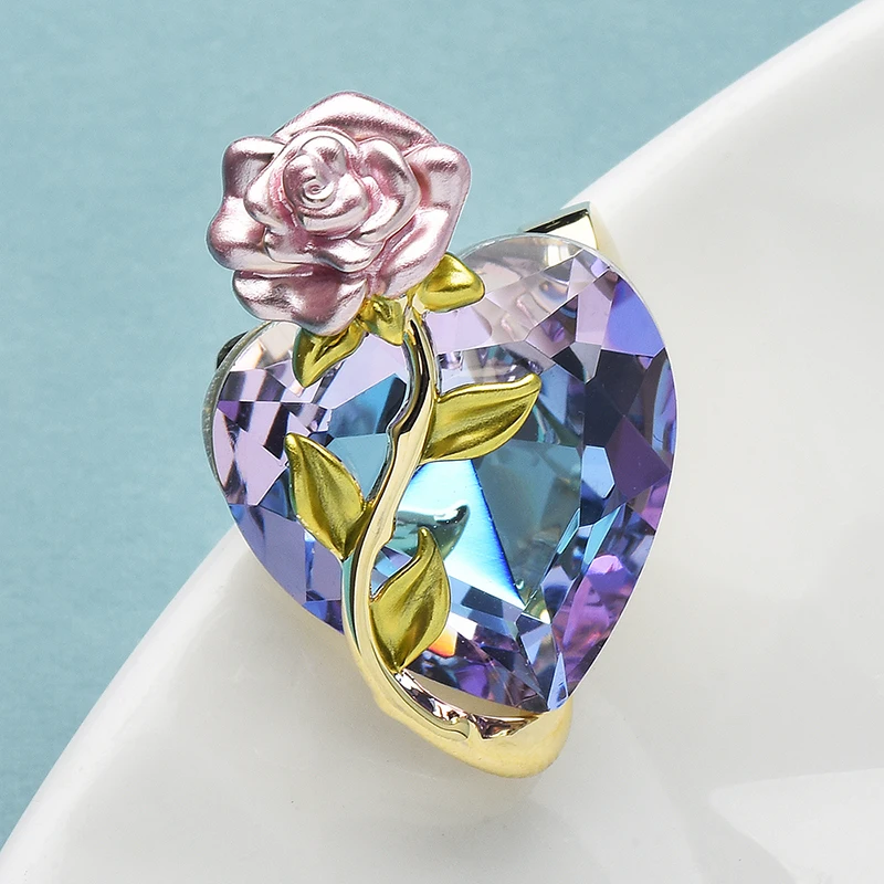 Wuli&ampbaby изысканные броши в форме сердца с розами для женщин женские