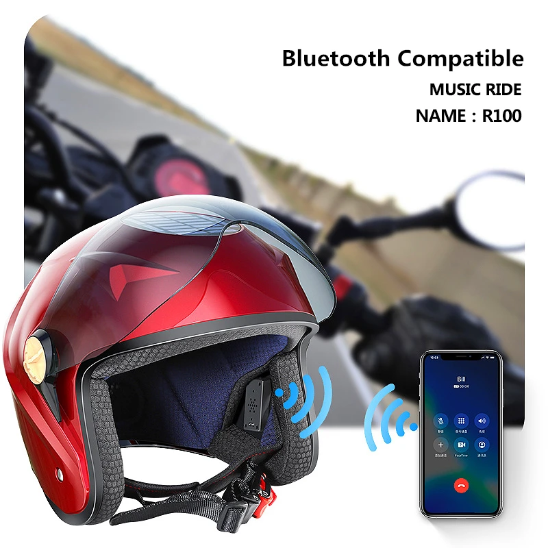 Шлем мотоциклетный с поддержкой Bluetooth и солнечной зарядкой - купить по выгодной