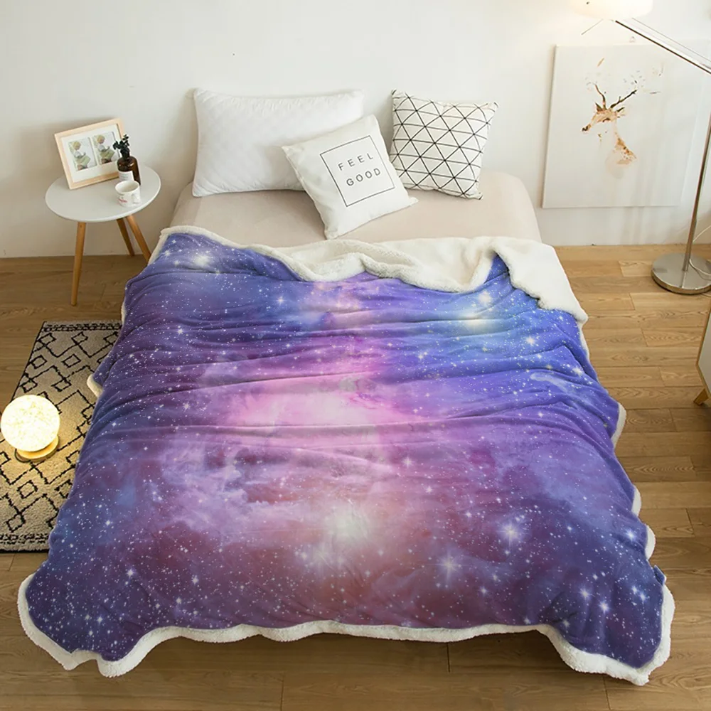 

Плюшевое одеяло Orion Nebula Purple Galaxy, шерпа, флисовое покрывало, одеяла, покрывало для дивана, постельное белье для пикника, шерстяное мягкое одея...