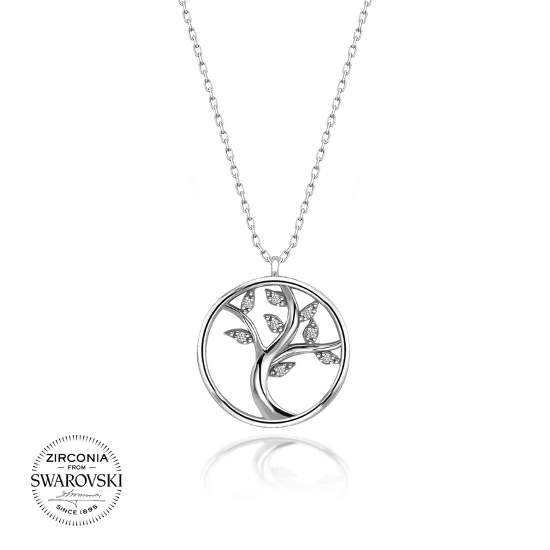 ?? シルバー925スターリングスワロフスキージルコニア宝石木のネックレス