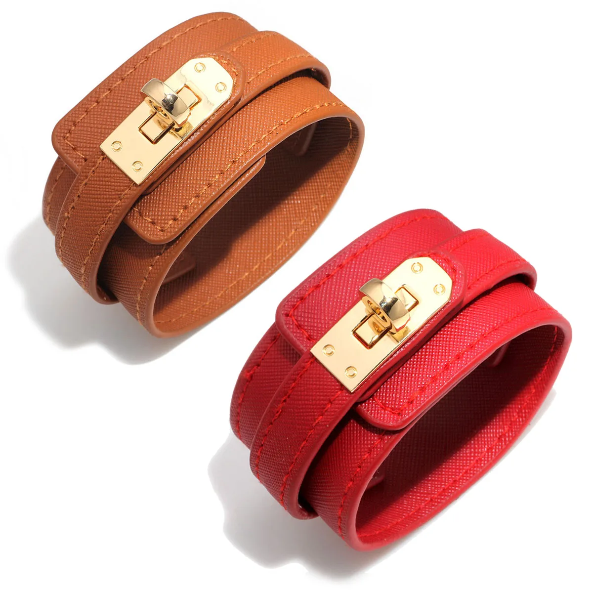 

Kirykle 6 Color Multi-Layer Wide Charm Leather Bracelet for Women's Punk Casual Party Jewelry Accessories Birthday Christmas Gif