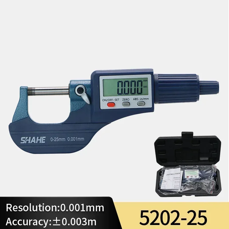 

Shahe 0-25/25-50/50-75/100 мм Микрон Цифровой внешний микрометр Электронный микрометр 0,001 мм Цифровые инструменты Штангенциркуль