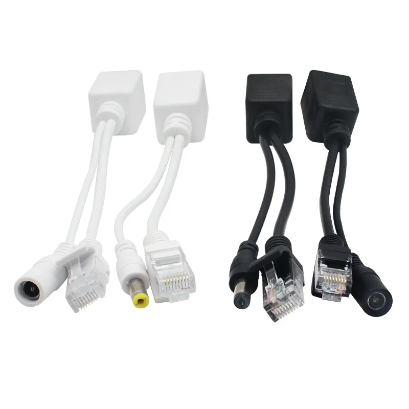 

10pcs(5pairs) POE Adapter cable Connectors Passive Power cable Ethernet PoE Adapter RJ45 Injector + Splitter Kit 12V 24V 36V