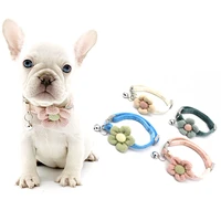 new pet collar cartoon flower bell collar cute cat collar necklace teddy small dog adjustable collar all seasons dog leash