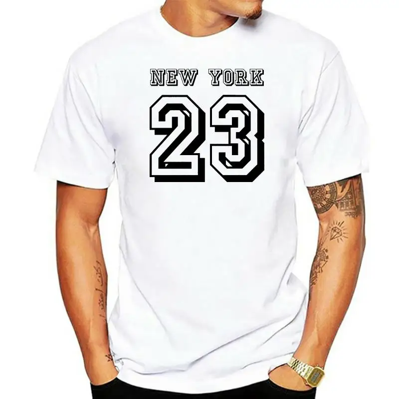 

New York 23 Stylish Number Slogan Quality Men's Grey T Shirt Mens T-Shirt Summer O Neck Cotton 2022 Newest Fashion