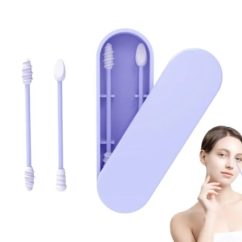 

Многоразовые ватные тампоны для чистки ушей, мягкий гибкий набор инструментов для макияжа, Косметические Силиконовые тампоны, палочки HOMEFOX, черные ватные тампоны