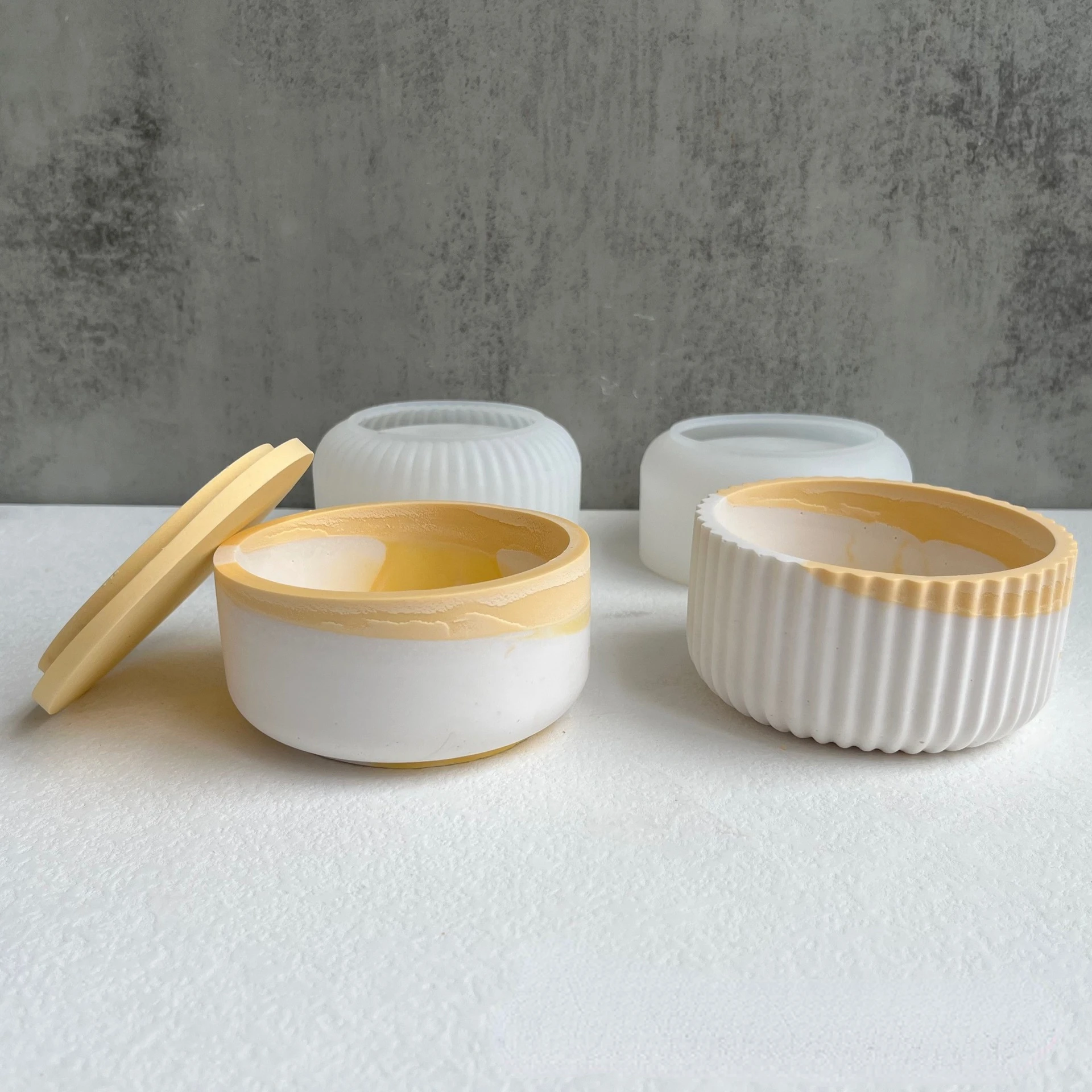 

Бетонная свеча, емкость для свечей с крышкой, цементная свеча Terrazzo, банка, форма «сделай сам», эпоксидная коробка для хранения с крышкой