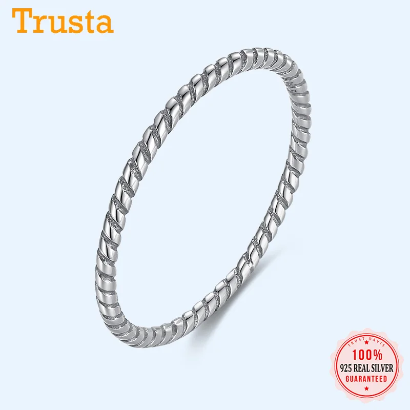 

Trustdavis Authentic Minimalist 925 Sterling Silver FASHION Twist Lines Finger Ring For Trend Women Wedding Jewelry Gift DA1009