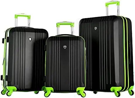 

U.S.A. Apache 3pc Hardcase Spinner Luggage Set, Black/Lime