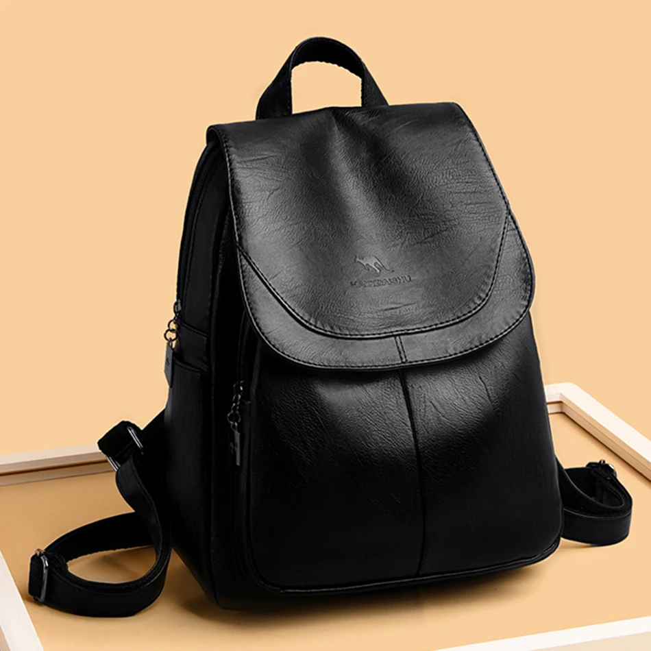 

New Women Leather Soft Backpacks Purses Female Anti-theft Bagpack Travel Large Rucksack Mochilas School Bookbags for Teen Girls