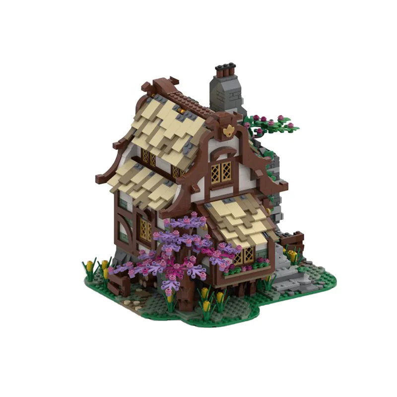 

MOC Retro The Medieval Farm Tree House Building Blocks Set Watermill Hut Model Bricks DIY Assemble Toys MOC Children Gift