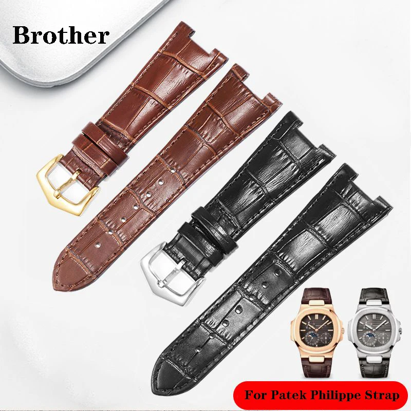 

Genuine Leather Watch Strap For Patek Philippe 5711 5712G Nautilus Watchs Men And Women 25-12mm Concave convex mouth Watch Band