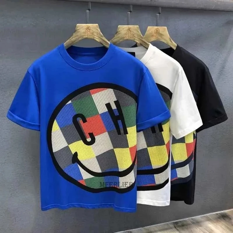 

Футболка мужская летняя с коротким рукавом, модная свободная ретро-футболка в стиле хип-хоп, с мультяшным рисунком, в стиле пэчворк, 8XL