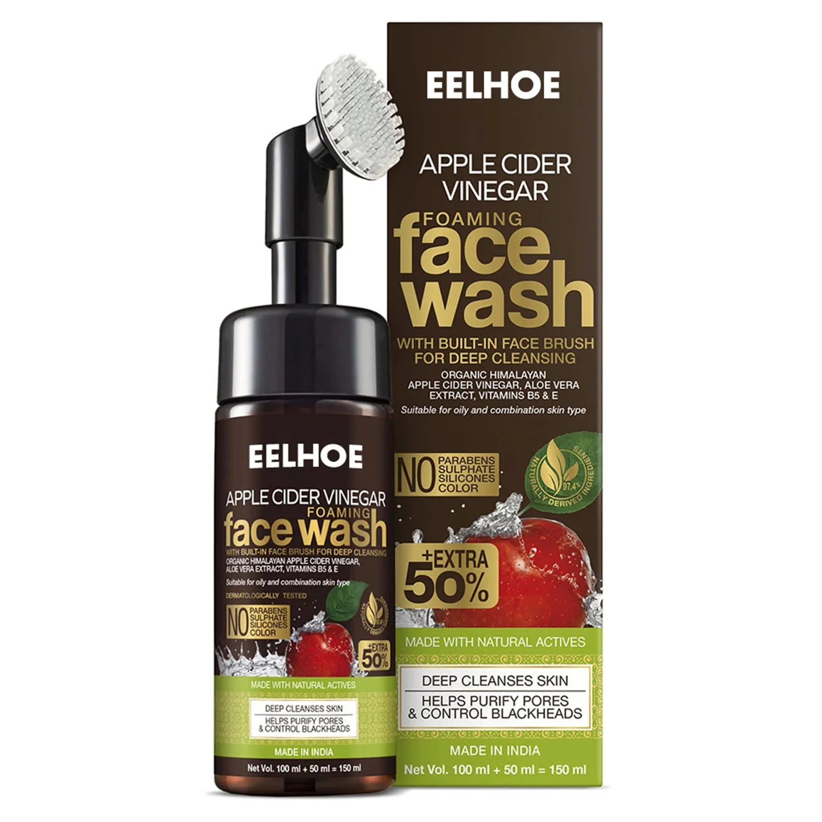 

Foaming Facial Cleanser with Brush To Moisturise Dry Skin Without Tightness