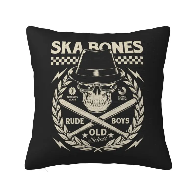 Фото Наволочка Custom Ska Bone Rude Boys Luxury для автомобильной подушки с изображением ямайской музыки №1
