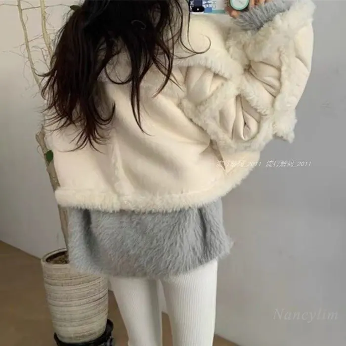 Korean Fashion Leather Fur Coat Women 2022 New Autumn Winter Wear Fleece-Lined Thickened Warm Faux Suede Lamb Fur Jacket Short