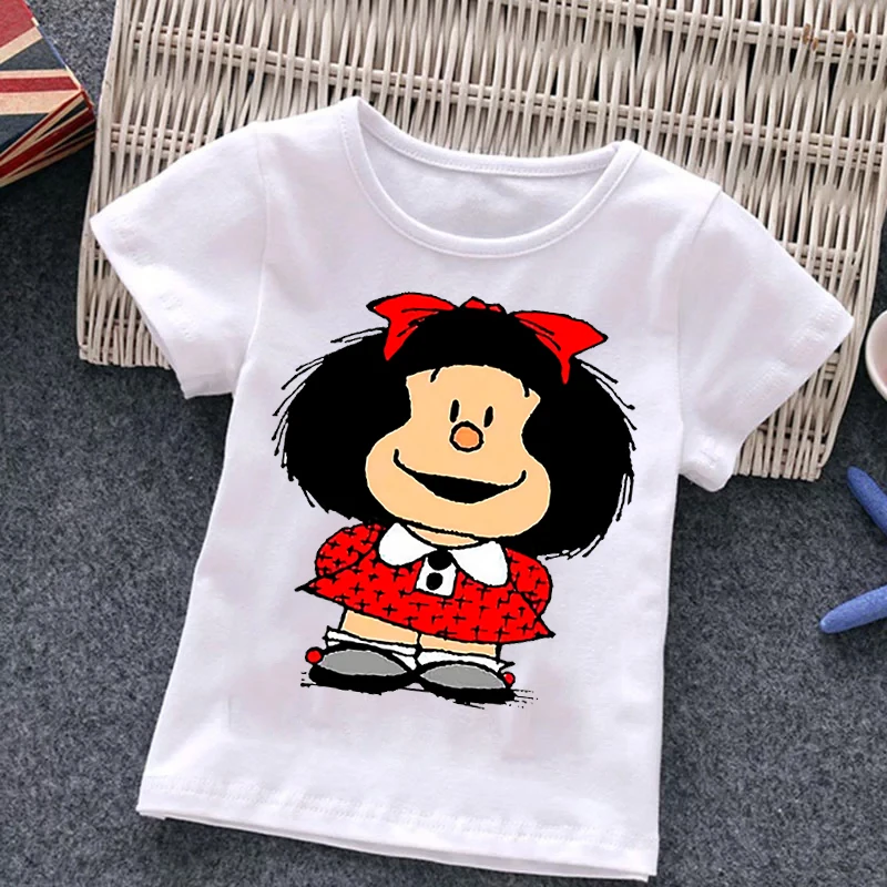 

Летняя модная детская футболка Mafalda 2022, футболка для мальчиков, одежда для мальчиков, Мультяшные футболки с принтом в стиле Харадзюку, детск...